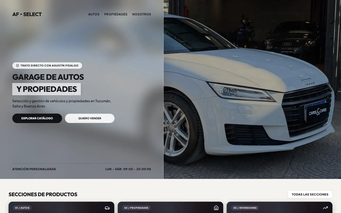 Portada de la web de Fidalgo Select